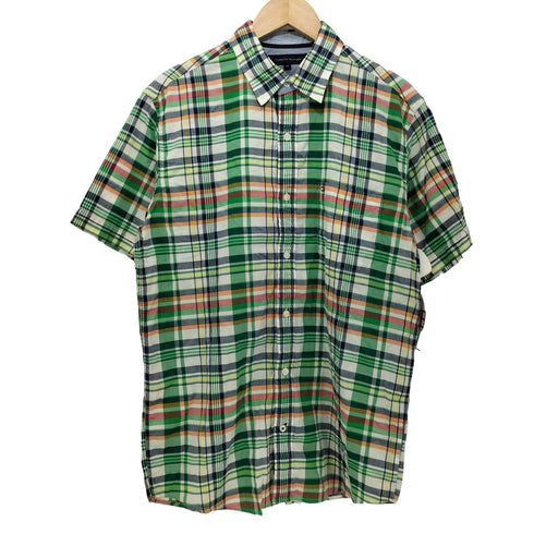 トミーヒルフィガー TOMMY HILFIGER ロゴ刺繍 チェック シャツ メンズ import:M