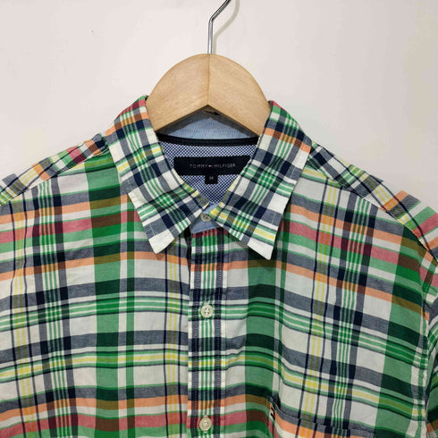 トミーヒルフィガー TOMMY HILFIGER ロゴ刺繍 チェック シャツ メンズ import:M