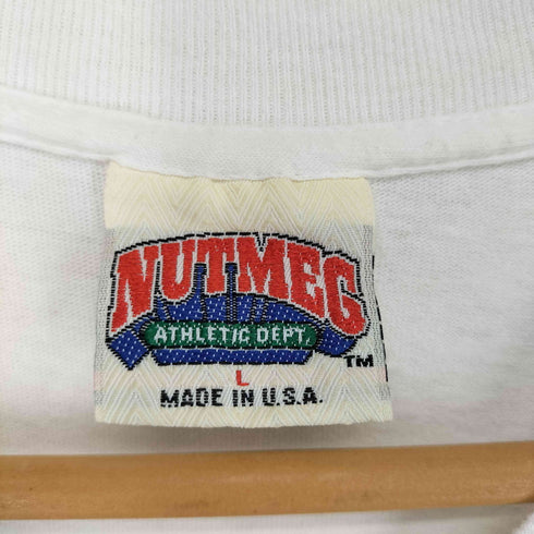 ナツメグ NUTMEG 80-90s USA製 袖 裾シングル スポーツチーム 半袖Tシャツ カットソー メンズ L