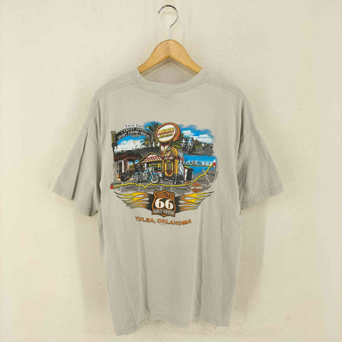 ハーレーダビッドソン HARLEY-DAVIDSON Hanesボディー ROUTE66 プリントTシャツ メンズ import:XL