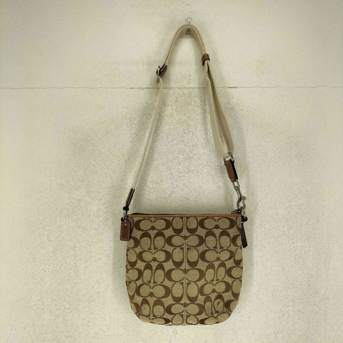 コーチ COACH シグネチャーロゴ レザーパイピングキャンバスショルダーバッグ レディース