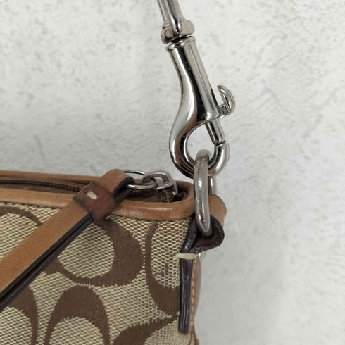 コーチ COACH シグネチャーロゴ レザーパイピングキャンバスショルダーバッグ レディース