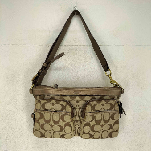 コーチ COACH シグネチャーロゴ ポケットデザインキャンバスショルダーバッグ レディース