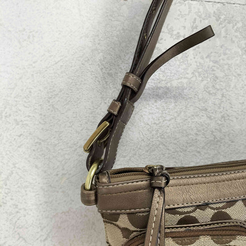 コーチ COACH シグネチャーロゴ ポケットデザインキャンバスショルダーバッグ レディース