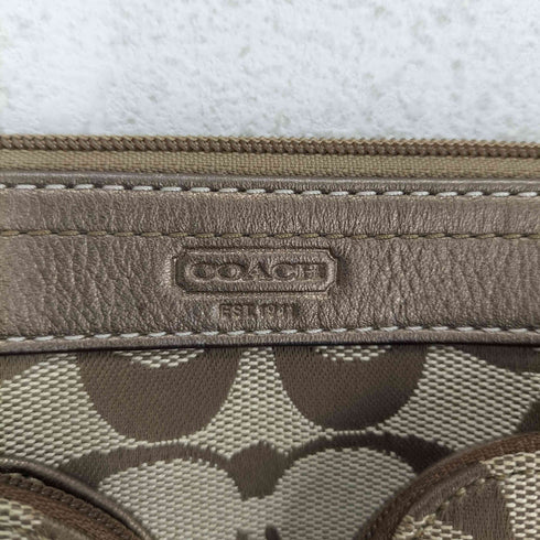コーチ COACH シグネチャーロゴ ポケットデザインキャンバスショルダーバッグ レディース