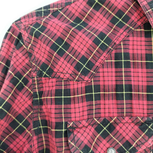 ディーゼル DIESEL ロゴパッチ スナップボタン チェック ウエスタンシャツ メンズ import:XS