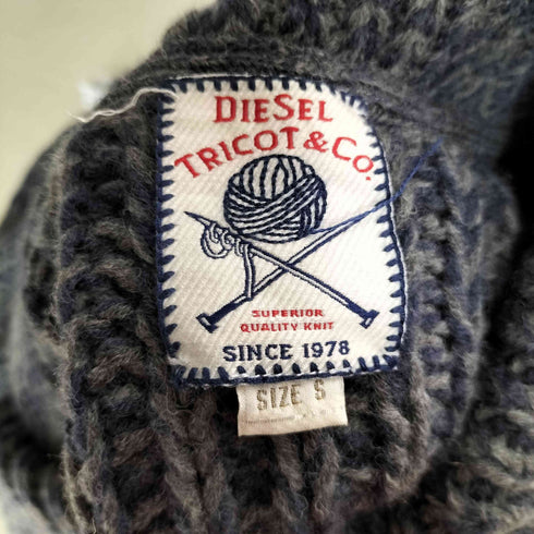 ディーゼル DIESEL レザーパッチ ウールアクリル ニットジャケット メンズ import:S