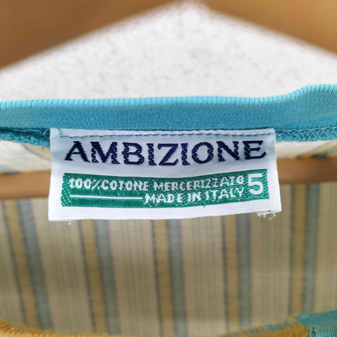 AMBIZIONE MADE IN ITALY ロゴ刺繍ストライプトップス メンズ 5