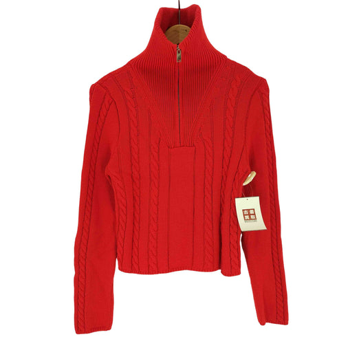 ザラ ZARA クリスマス レッド クロップド ウィーター ケーブル ニット セーター レディース import:M