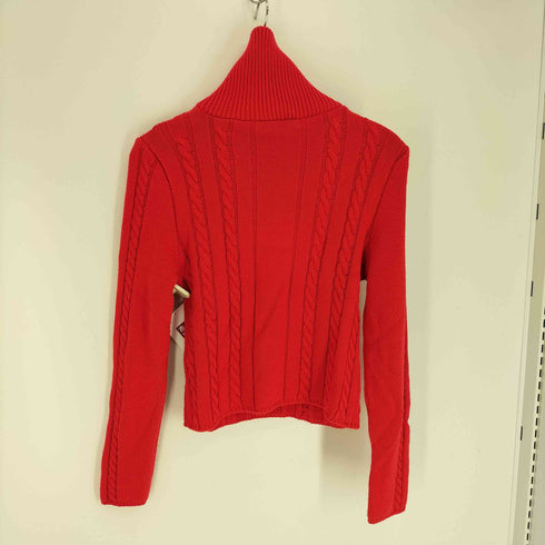 ザラ ZARA クリスマス レッド クロップド ウィーター ケーブル ニット セーター レディース import:M