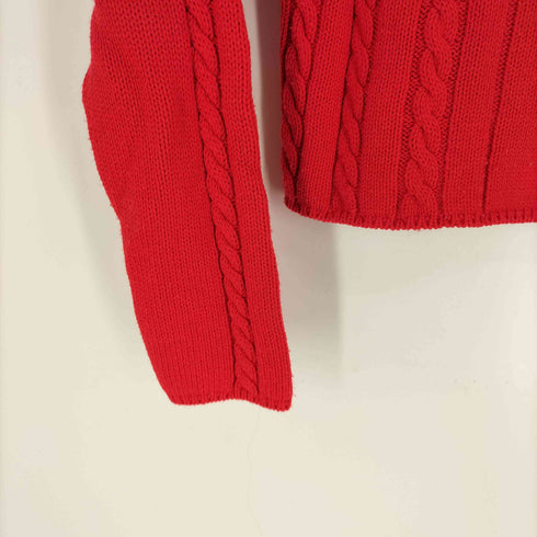 ザラ ZARA クリスマス レッド クロップド ウィーター ケーブル ニット セーター レディース import:M