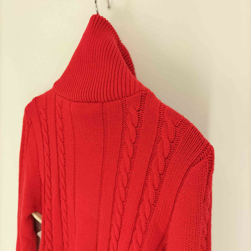 ザラ ZARA クリスマス レッド クロップド ウィーター ケーブル ニット セーター レディース import:M