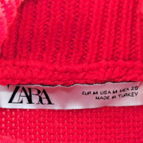 ザラ ZARA クリスマス レッド クロップド ウィーター ケーブル ニット セーター レディース import:M