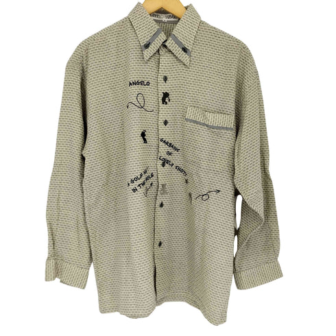アンジェロガルバス ANGELO GARBASUS ウール混 チェック柄 ボタンダウン刺繍シャツ メンズ M