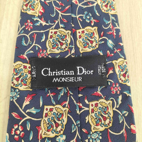 クリスチャンディオール Christian Dior 総柄シルクネクタイ MADE IN ITALY メンズ