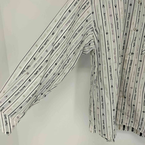 パジェロ PAGELO 刺繍ロゴ ストライプ 総柄 ボタンダウンシャツ メンズ L