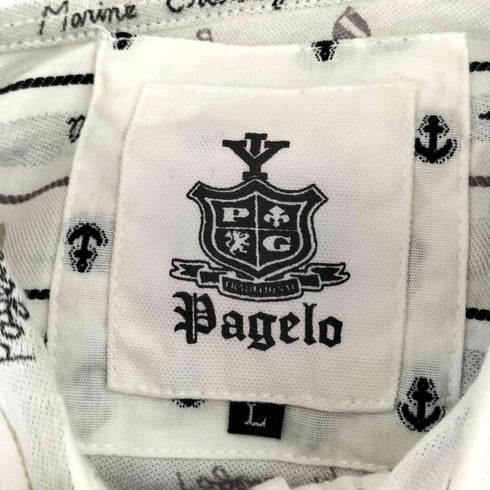 パジェロ PAGELO 刺繍ロゴ ストライプ 総柄 ボタンダウンシャツ メンズ L