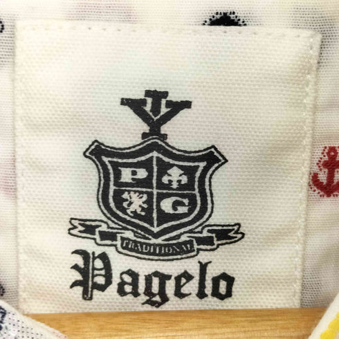 パジェロ PAGELO 刺繍ロゴ ストライプ 総柄 ボタンダウンシャツ メンズ L