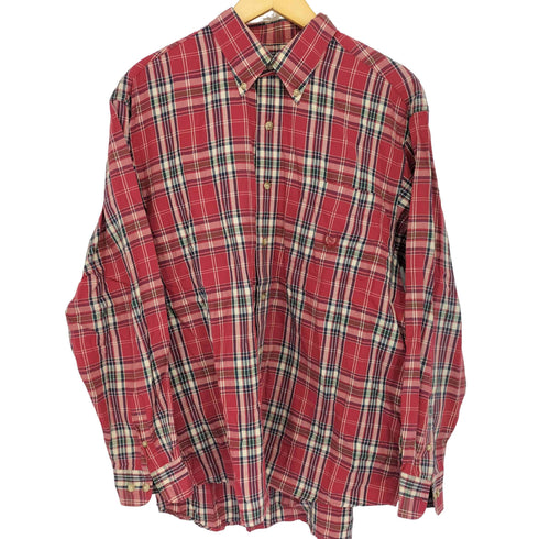 チャップスラルフローレン CHAPS RALPH LAUREN EXTRAFINE COTTON 刺繍ロゴ ボタンダウンチェックシャツ メンズ L