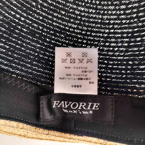 FAVORIE テープ バイカラー 麦わら 帽子 ハット レディース M