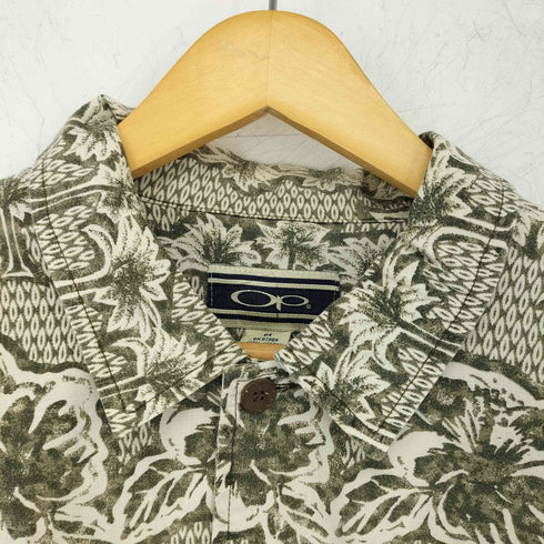 オーシャンパシフィック Ocean Pacific ボタニカル柄 ウッドボタンアロハシャツ メンズ M