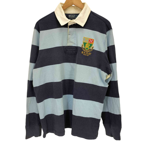 ポロバイラルフローレン Polo by RALPH LAUREN CUSTOM FIT 紋章 刺繍 ボーダー L/S ラガー シャツ メンズ import:L