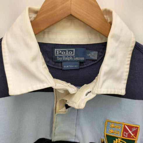 ポロバイラルフローレン Polo by RALPH LAUREN CUSTOM FIT 紋章 刺繍 ボーダー L/S ラガー シャツ メンズ import:L