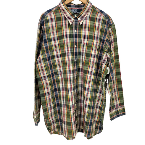 ポロバイラルフローレン Polo by RALPH LAUREN チェック グランパ ディティール L/S シャツ ポニー無し チンスト メンズ import:XL