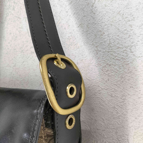 コーチ COACH シグネチャーロゴ レザー×キャンバス ショルダーバッグ レディース