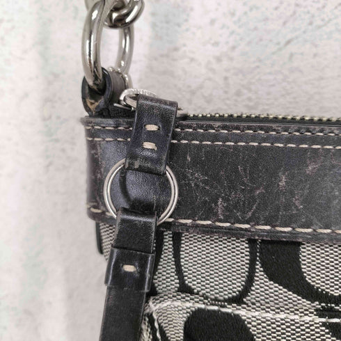 コーチ COACH シグネチャーロゴ レザー×キャンバス ショルダーバッグ レディース