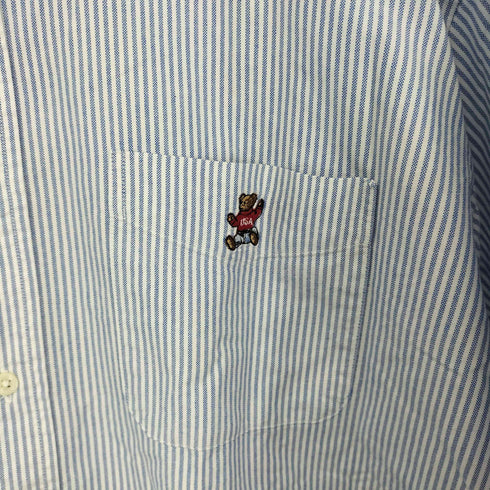 ラルフローレン RALPH LAUREN ポロベア刺繍 ボタンダウンストライプシャツ メンズ LL