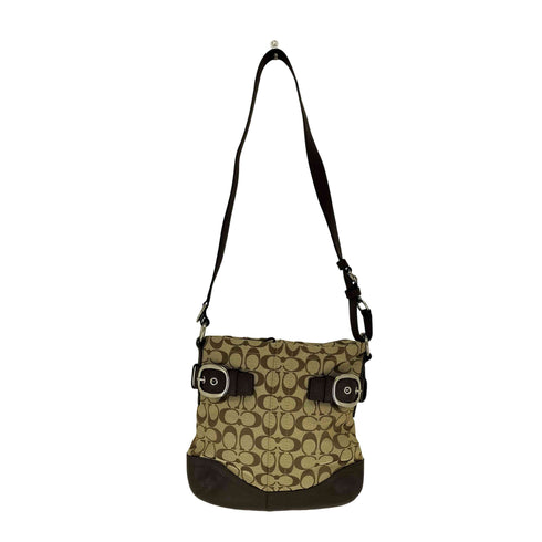 コーチ COACH シグネチャーロゴ レザー切替キャンバスショルダーバッグ レディース