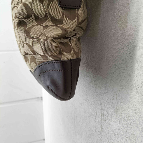 コーチ COACH シグネチャーロゴ レザー切替キャンバスショルダーバッグ レディース