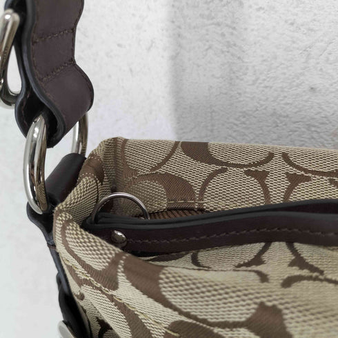 コーチ COACH シグネチャーロゴ レザー切替キャンバスショルダーバッグ レディース