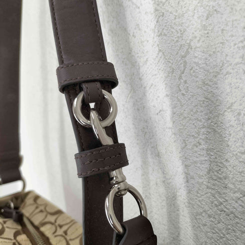 コーチ COACH シグネチャーロゴ レザー切替キャンバスショルダーバッグ レディース