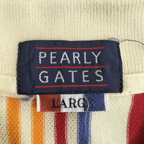 パーリーゲイツ PEARLY GATES 刺繍ロゴ ストライプ鹿の子ポロシャツ メンズ L