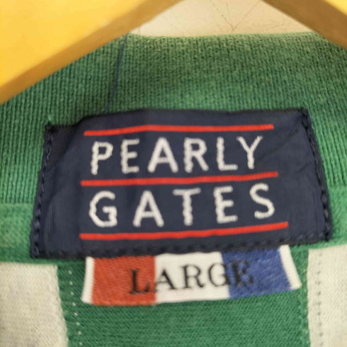パーリーゲイツ PEARLY GATES 刺繍ロゴ ストライプポロシャツ メンズ L