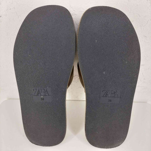 ザラ ZARA サテンフラットプラットフォームサンダル レディース 36