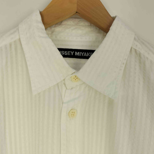 イッセイミヤケ ISSEY MIYAKE 07AW 黒タグ コットン シャドーストライプ レギュラーカラー シャツ メンズ JPN:3