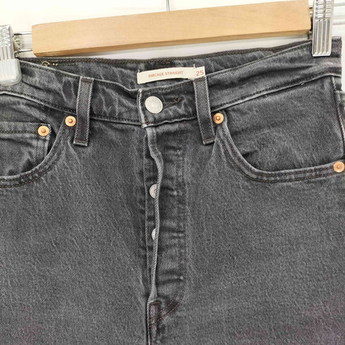 ベイフロー BAYFLOW 別注RIBCAGE STRAIGHT ボタンフライ ブラックデニムパンツ レディース W25 L25