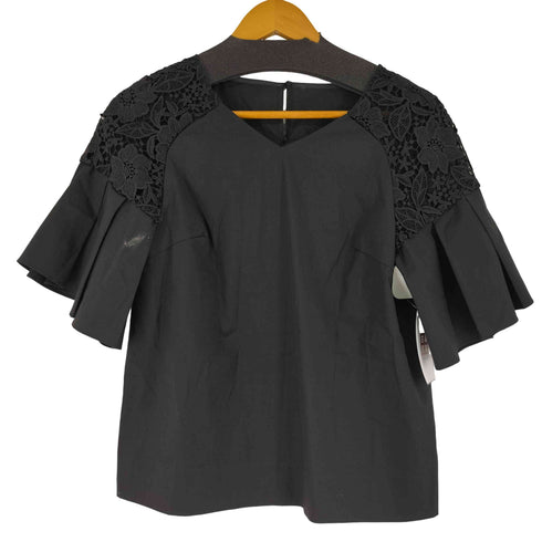 エムプルミエブラック M-premier BLACK カットワーク切替 S/S ブラウス レディース 38