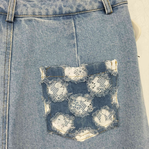 3Dジップデザインデニムパンツ レディース JPN:M