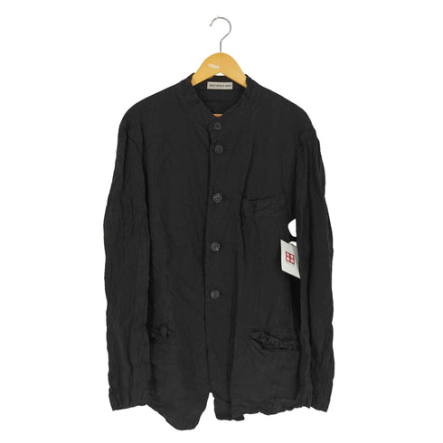 イッセイミヤケメン ISSEY MIYAKE MEN 99SS 銀タグ シワ コンデンス加工 リネン バンドカラー ジャケット メンズ L-XL
