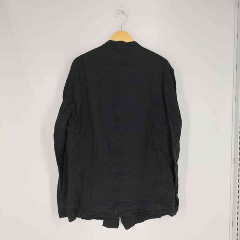 イッセイミヤケメン ISSEY MIYAKE MEN 99SS 銀タグ シワ コンデンス加工 リネン バンドカラー ジャケット メンズ L-XL