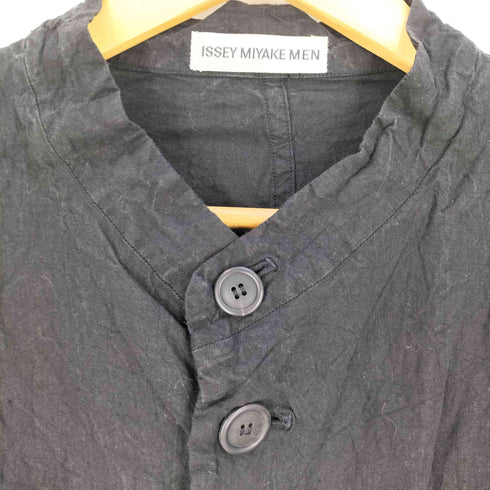 イッセイミヤケメン ISSEY MIYAKE MEN 99SS 銀タグ シワ コンデンス加工 リネン バンドカラー ジャケット メンズ L-XL