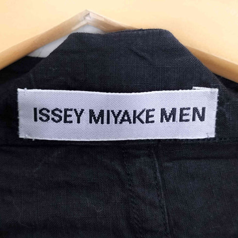 イッセイミヤケメン ISSEY MIYAKE MEN 99SS 銀タグ シワ コンデンス加工 リネン バンドカラー ジャケット メンズ L-XL