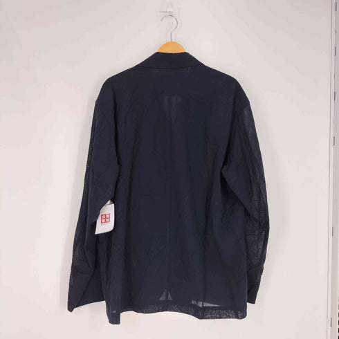 イッセイミヤケメン ISSEY MIYAKE MEN 13AW 黒タグ シワ加工 ウール シアー オープンカラー シャツジャケット メンズ JPN:3