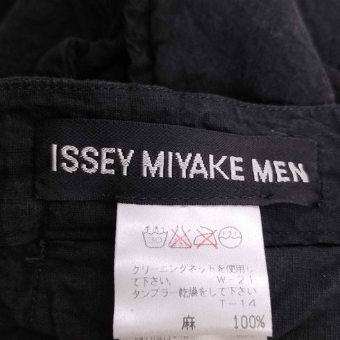 イッセイミヤケメン ISSEY MIYAKE MEN 99SS 黒タグ シワ コンデンス加工 リネン ボタンフライ スラックス メンズ L-XL