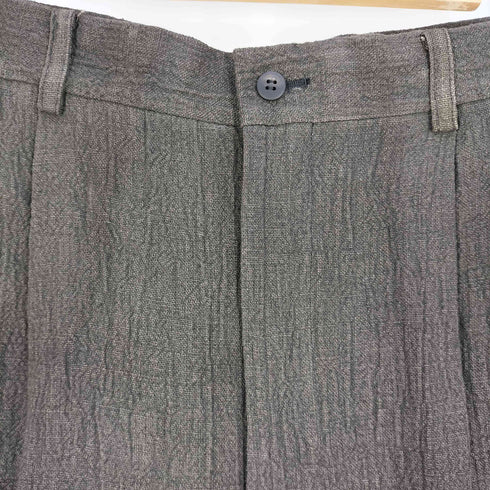 イッセイミヤケメン ISSEY MIYAKE MEN 99SS 黒タグ 草木染め シワ加工 リネン 2タック スラックス パンツ メンズ XL