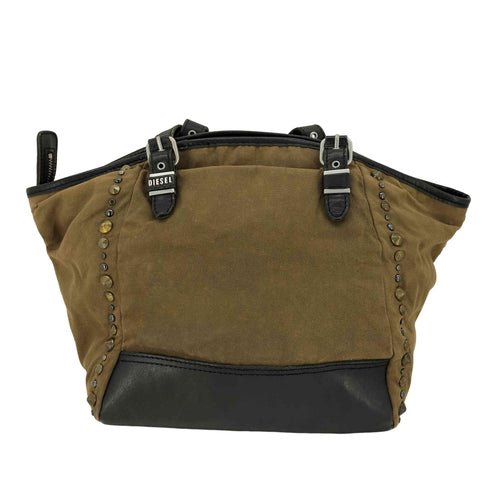 ディーゼル DIESEL 00S × IAMWHOIAM SHEENN ZIP MIDIUM 帆布 レザー切替 スタッズトートバッグ Y2K レディース